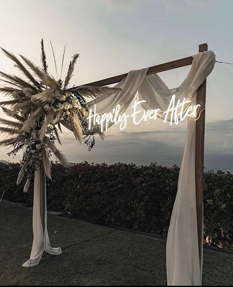 Happily Ever After Neon Sign Wedding Reception