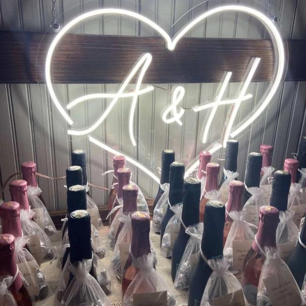 Wedding Neon Sign Heart Shape with Initials
