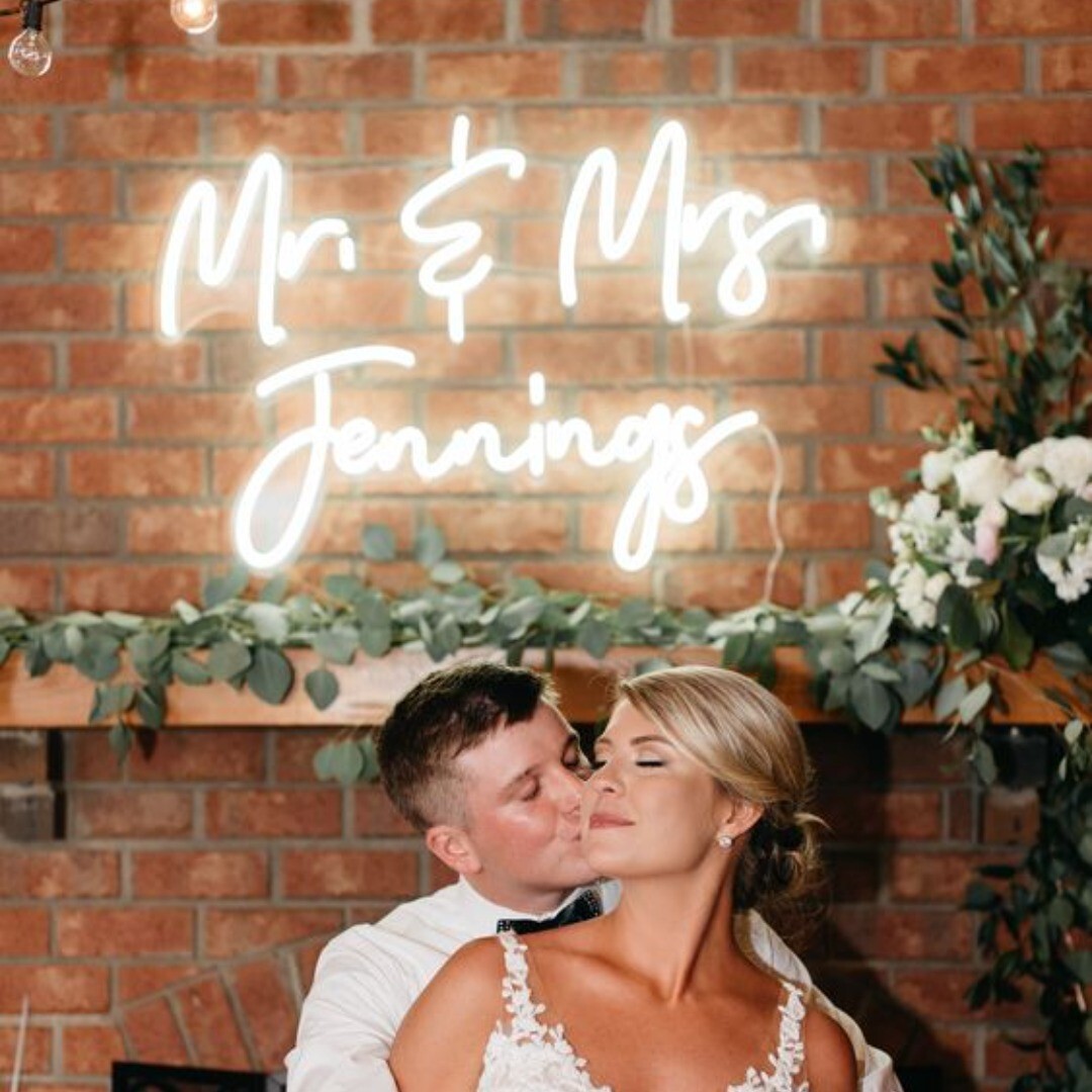 Mr & Mrs + Last Name Neon Wedding Sign